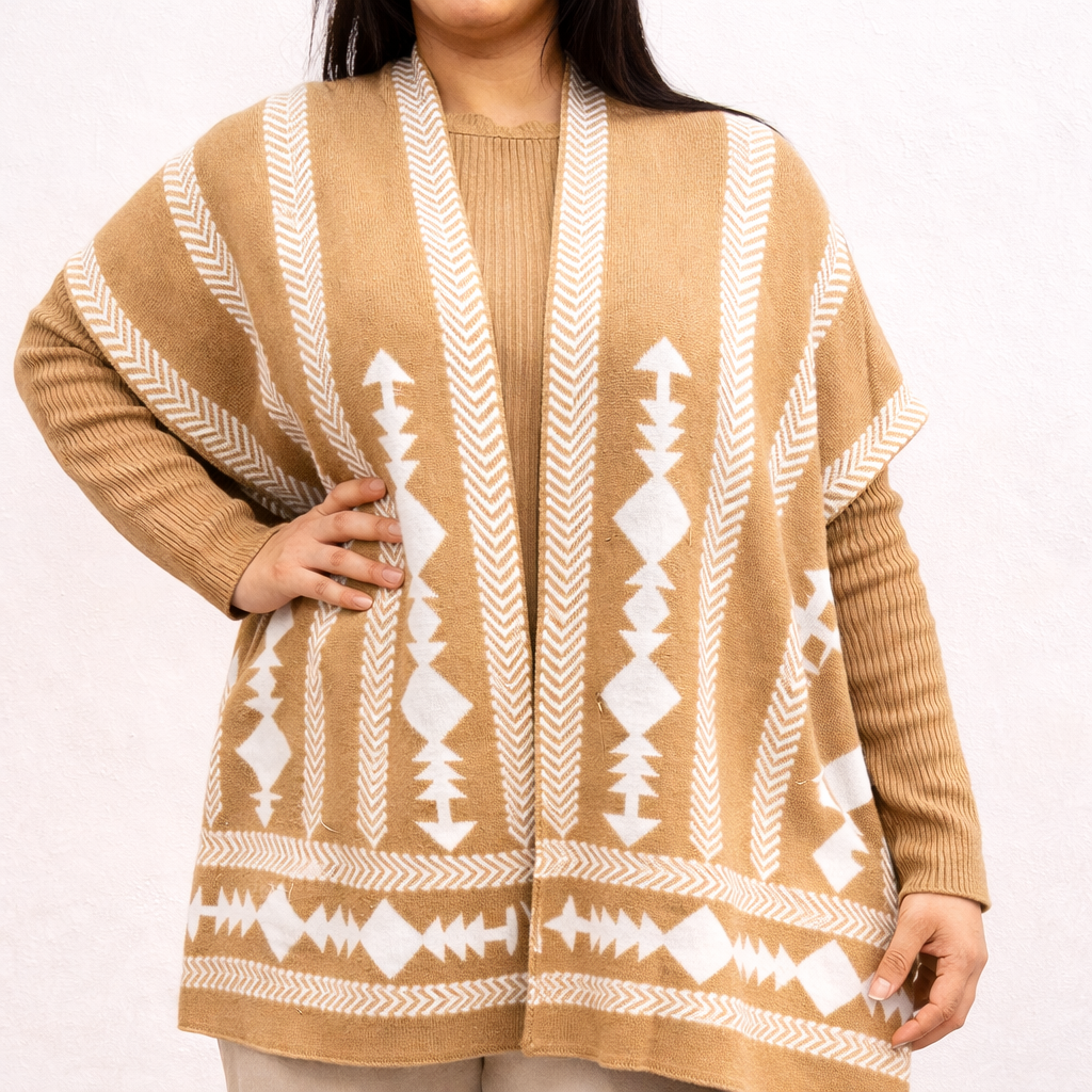 Ensemble poncho tissé & pantalon assorti